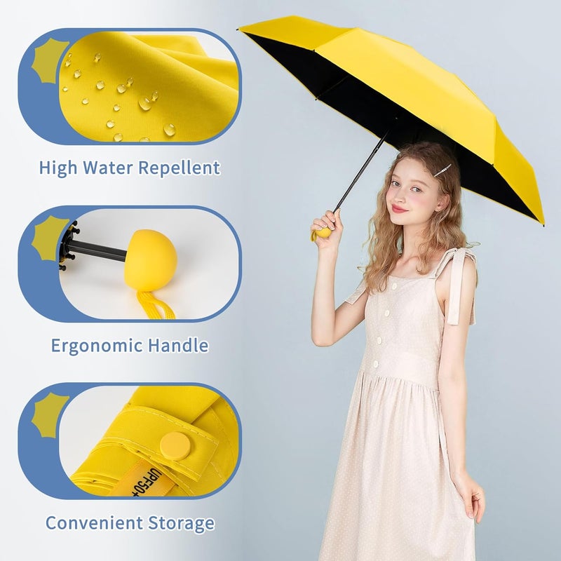 Yoobure Travel Umbrella Portable Compact Umbrellas, Pocket Mini for Purse, Umbrellas for UV Sun & Rain Small for Backpack, Umbrella with Case Folding for Kids Women - Image 3